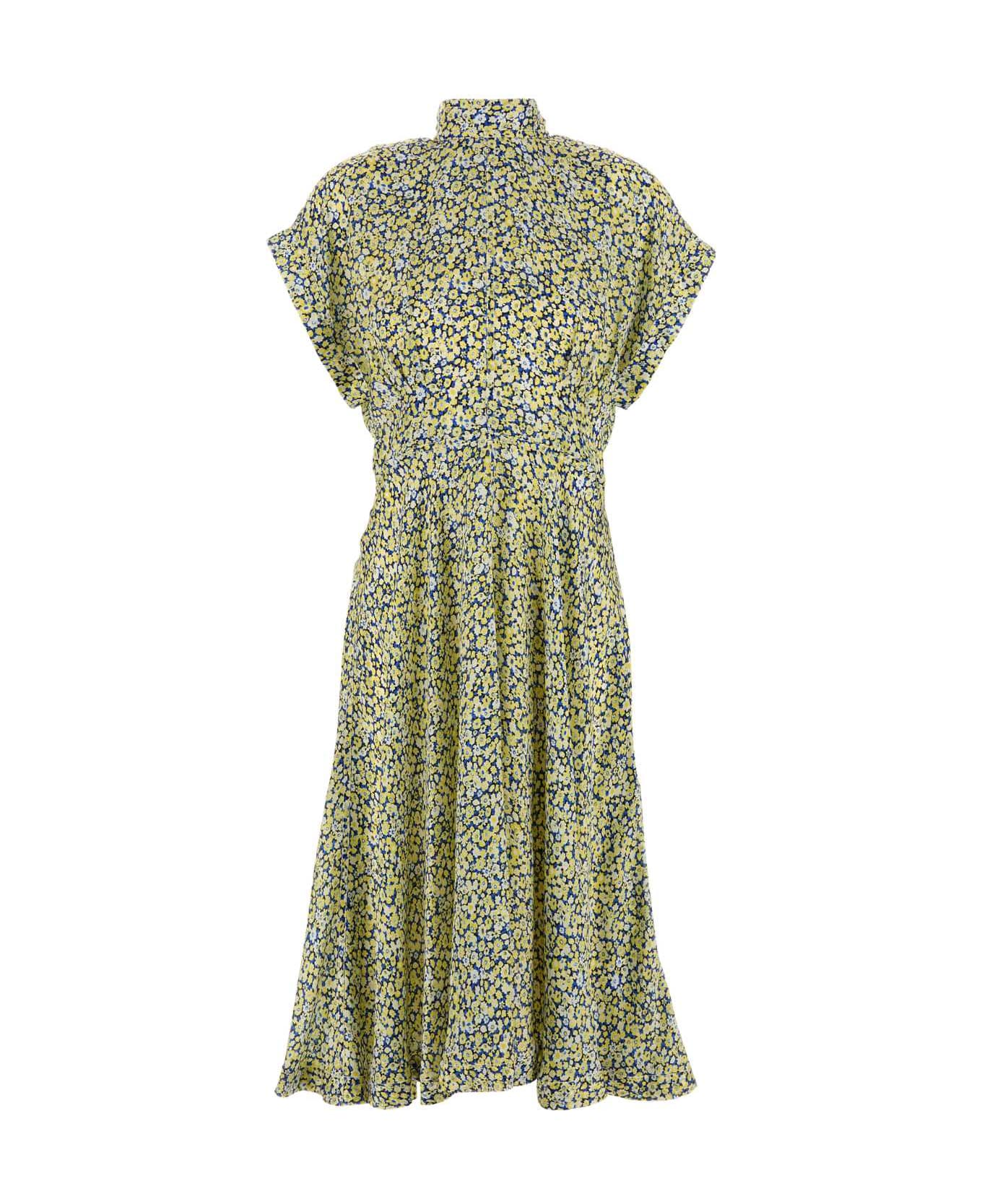 Bottega Veneta Printed Silk Dress - CHALKPOLLENBLUE