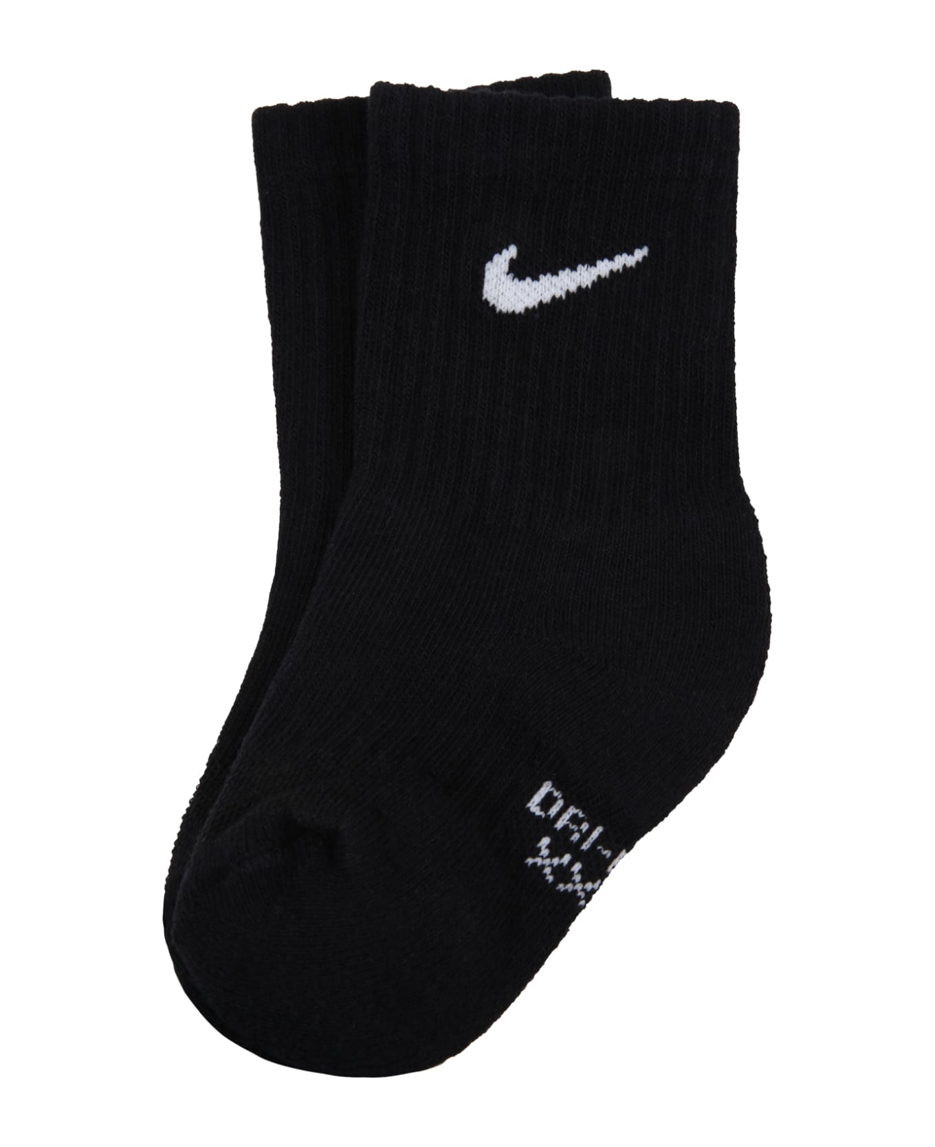 Nike Black Socks For Kids With White Logo - Black アンダーウェア