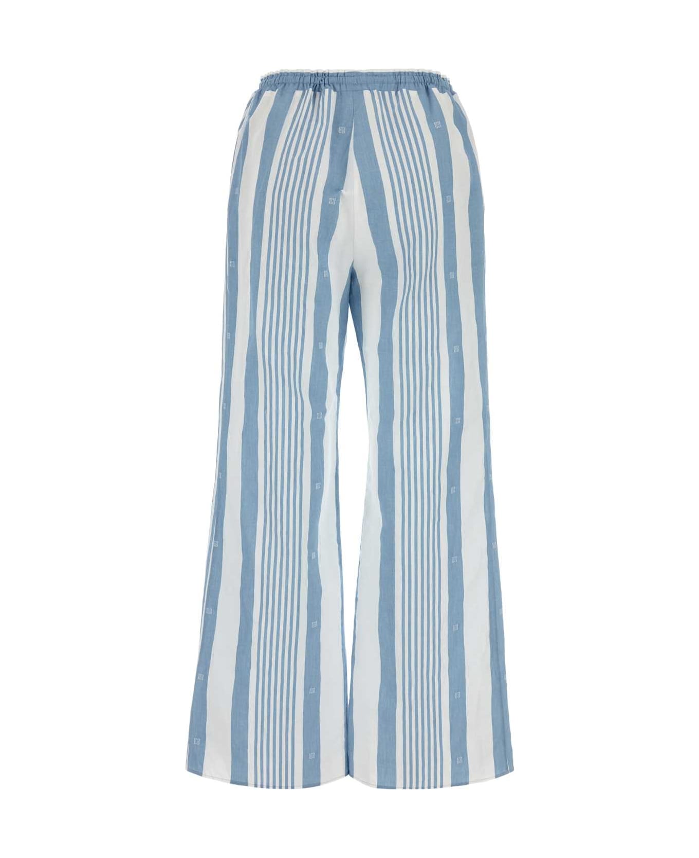 Givenchy Embroidered Cotton Blend Wide-leg Pant - BLUEOFFWHITE