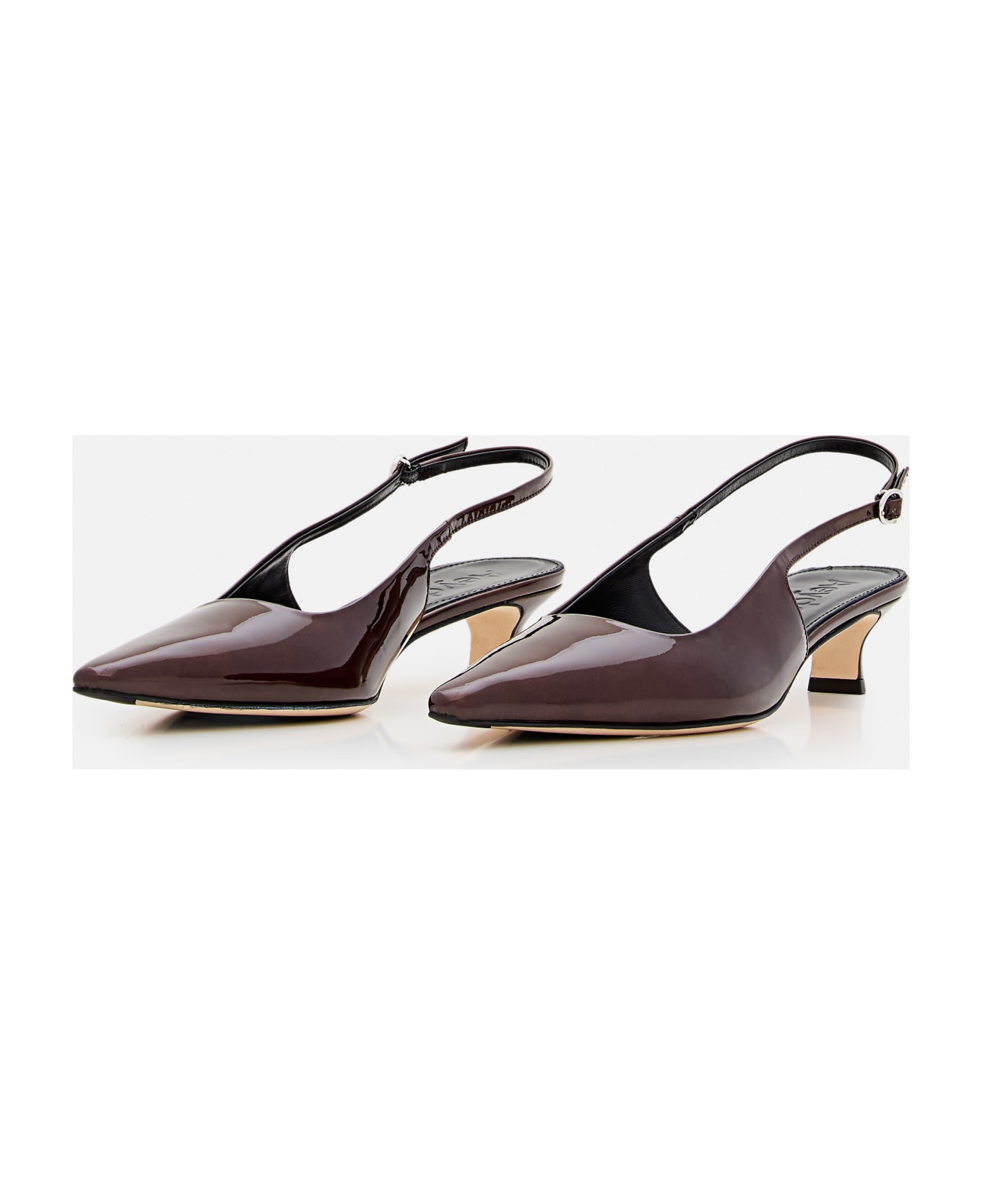 aeyde 35mm Catrina Patent Calf Leather Slingback - Brown ハイヒール