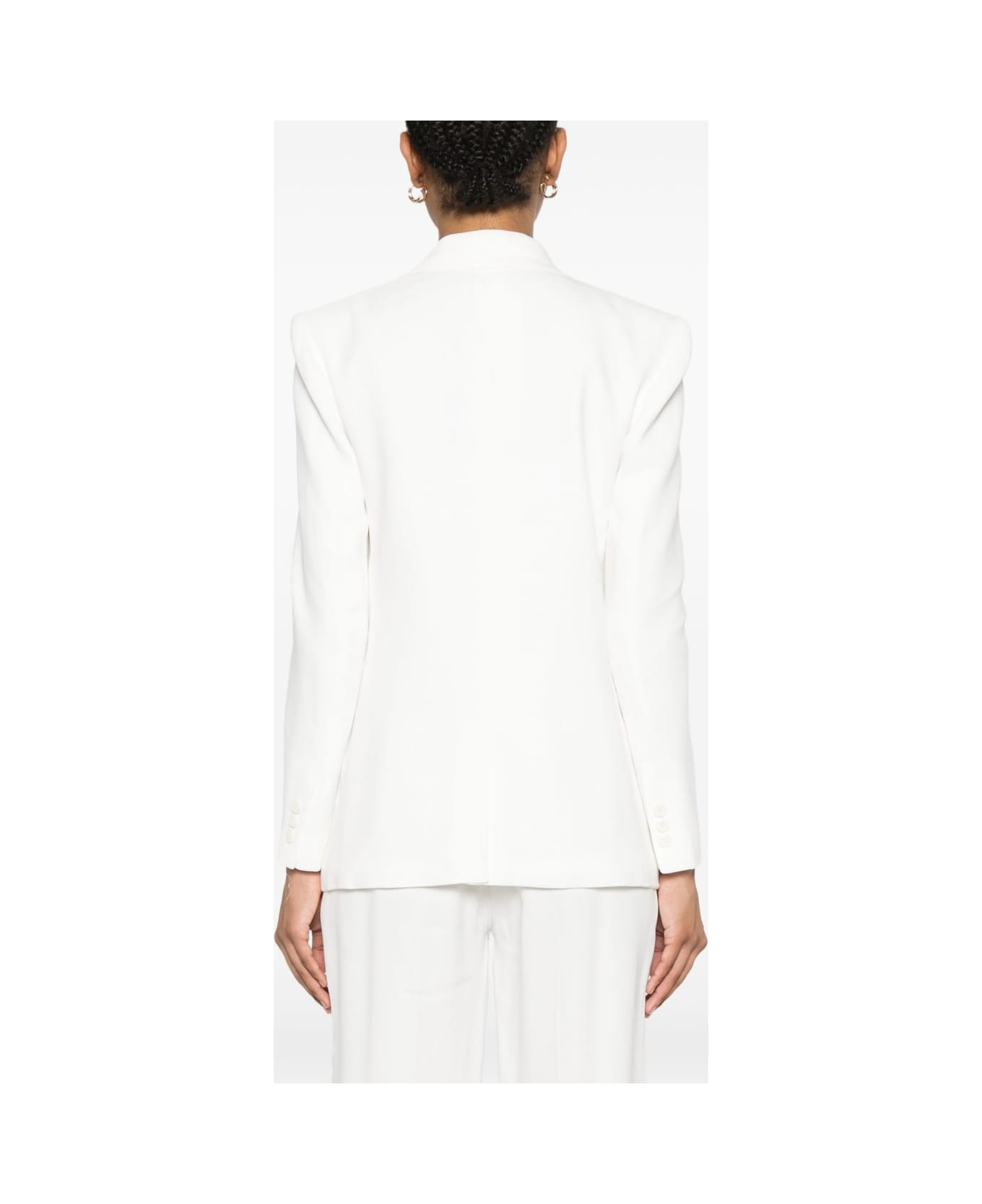 Elisabetta Franchi Linen Blend Double-breasted Jacket - Ivory