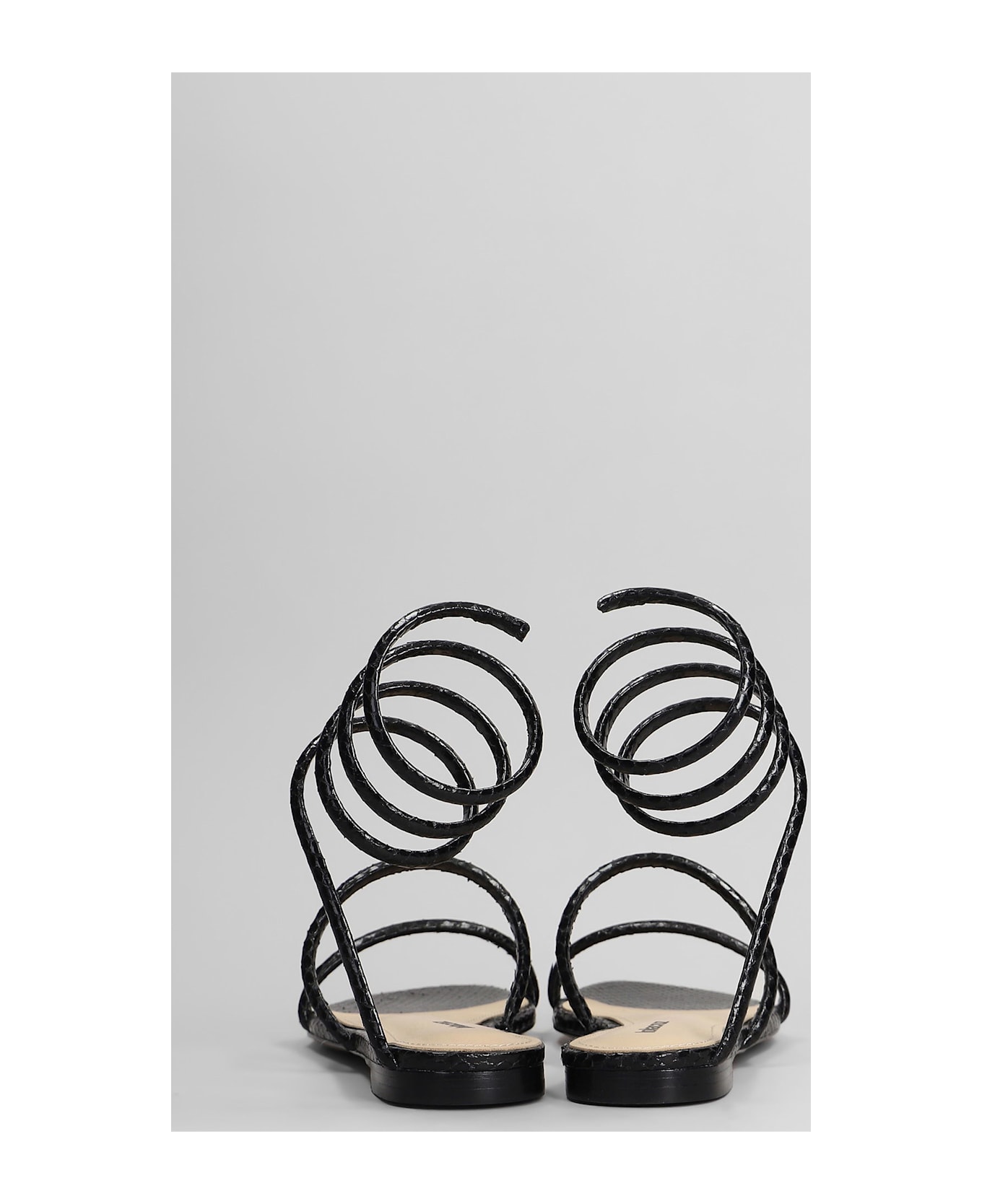 Lola Cruz Greta Flat Flats In Black Leather - black