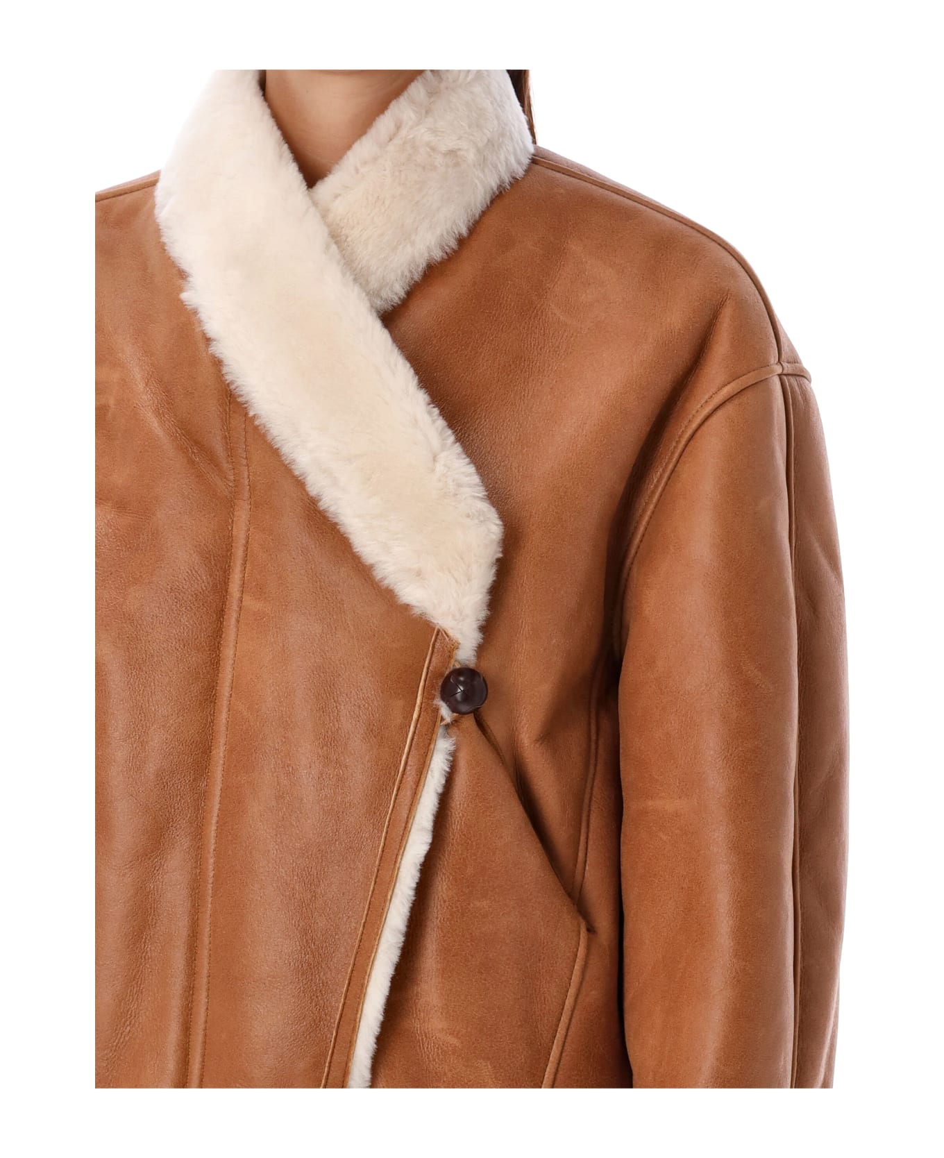 Isabel Marant Eriana Shearling Cropped Jacket - CINNAMON