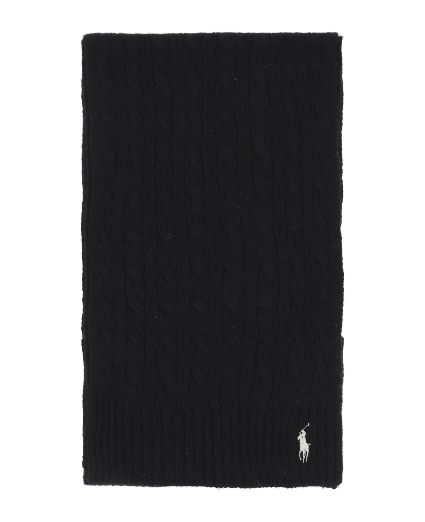 Polo Ralph Lauren Wool And Cashmere Cable-knit Scarf - BLACK (Black)