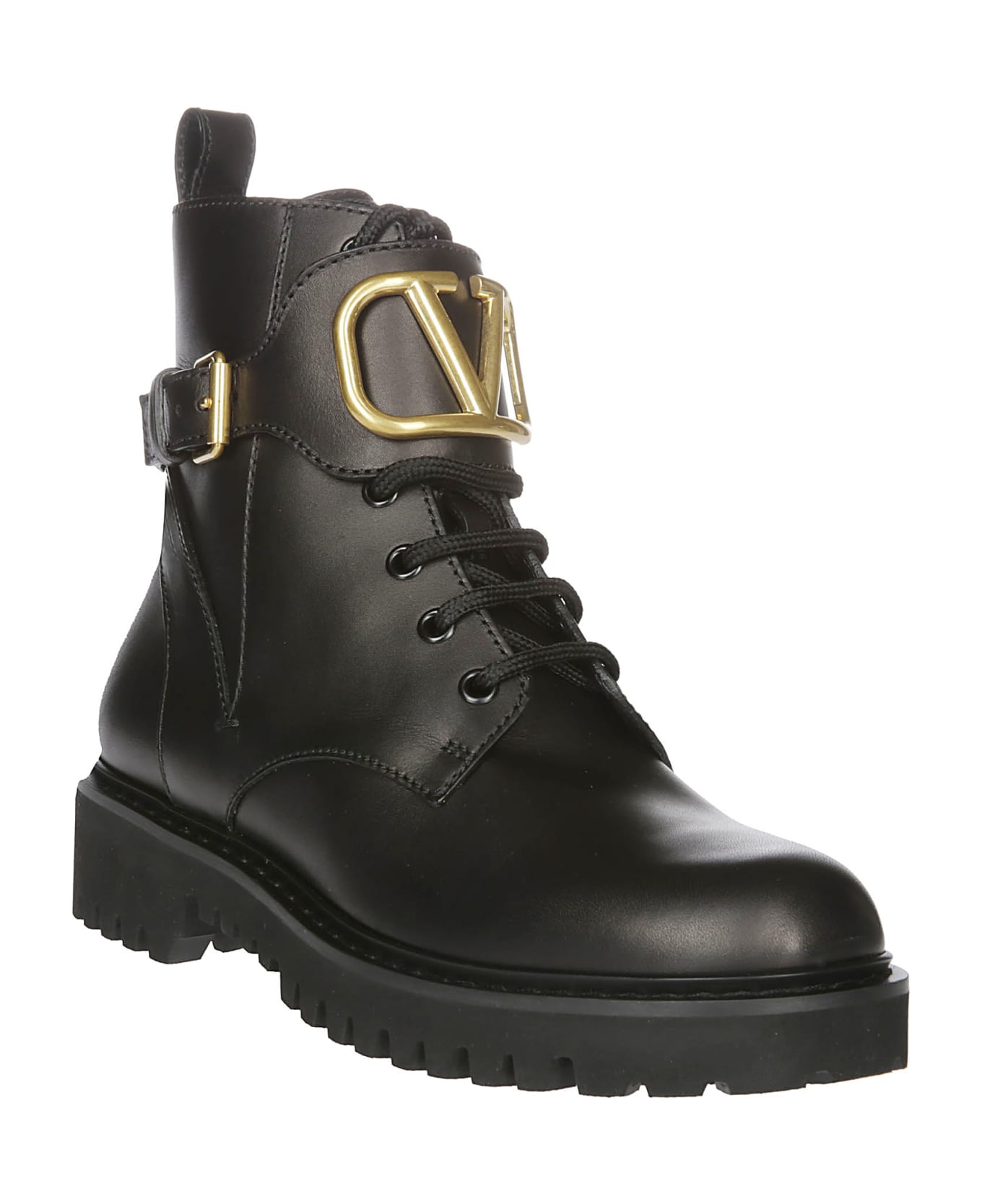 Valentino Black Leather Vlogo Ankle Boots - 0no