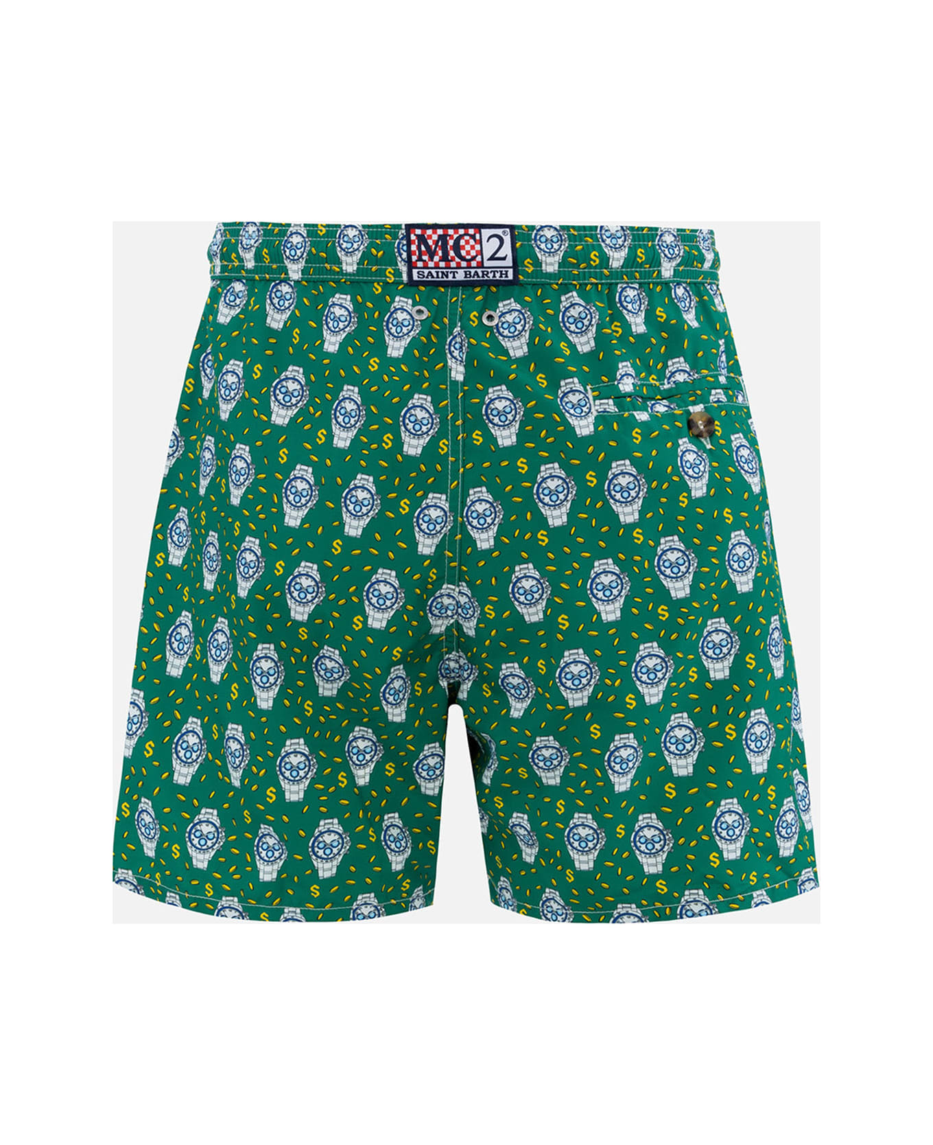 MC2 Saint Barth Man Lightweight Fabric Swim-shorts Lighting Micro Fantasy With Watches Print - unknown