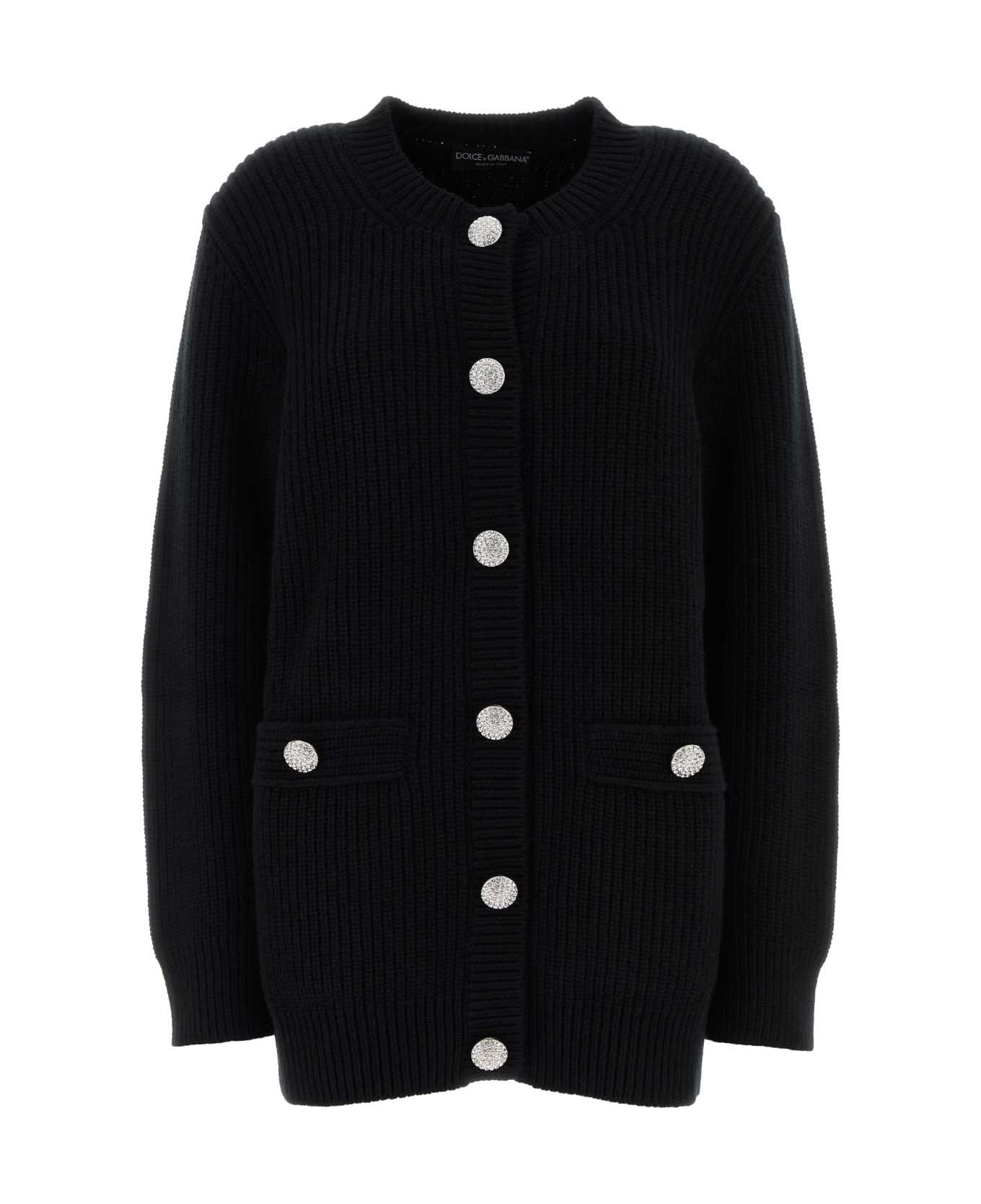 Dolce 
Gabbana Black Wool Oversize Cardigan - NERO