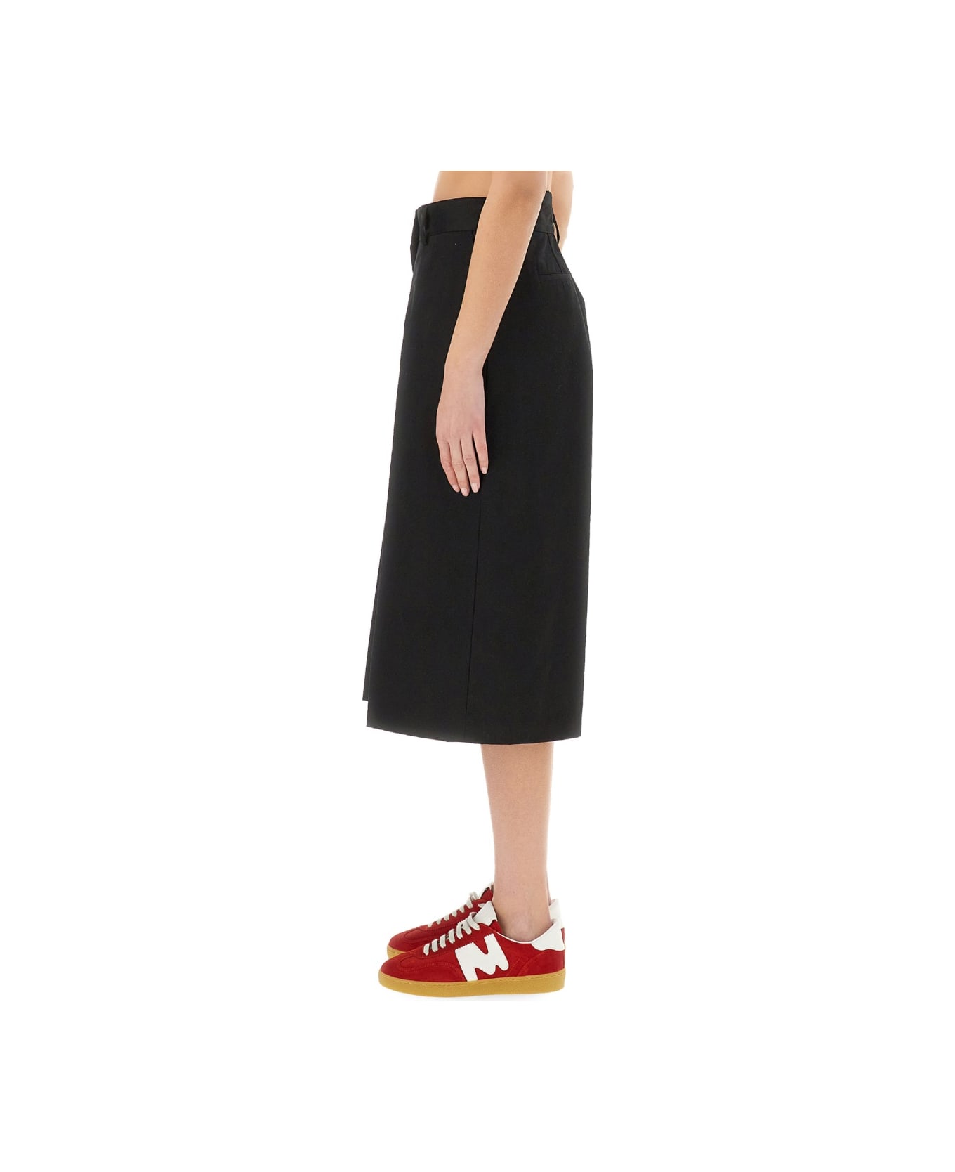 MSGM "wide-leg" Midi Pants - BLACK