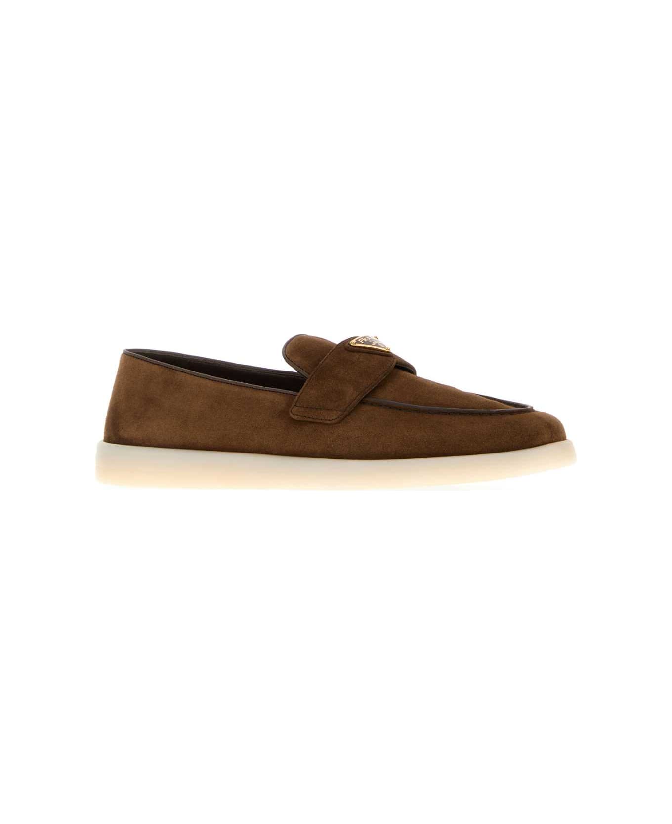 Prada Brown Suede Loafers - CACAO