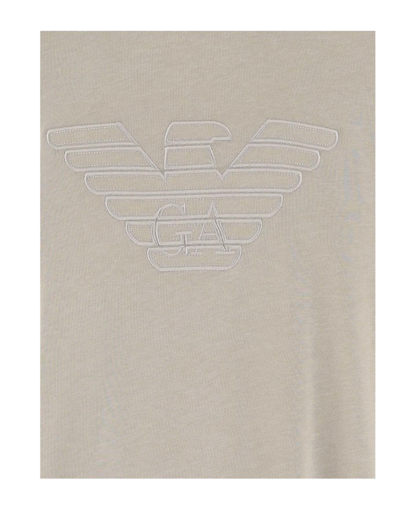 Emporio Armani Cotton T-shirt With Logo - Beige シャツ