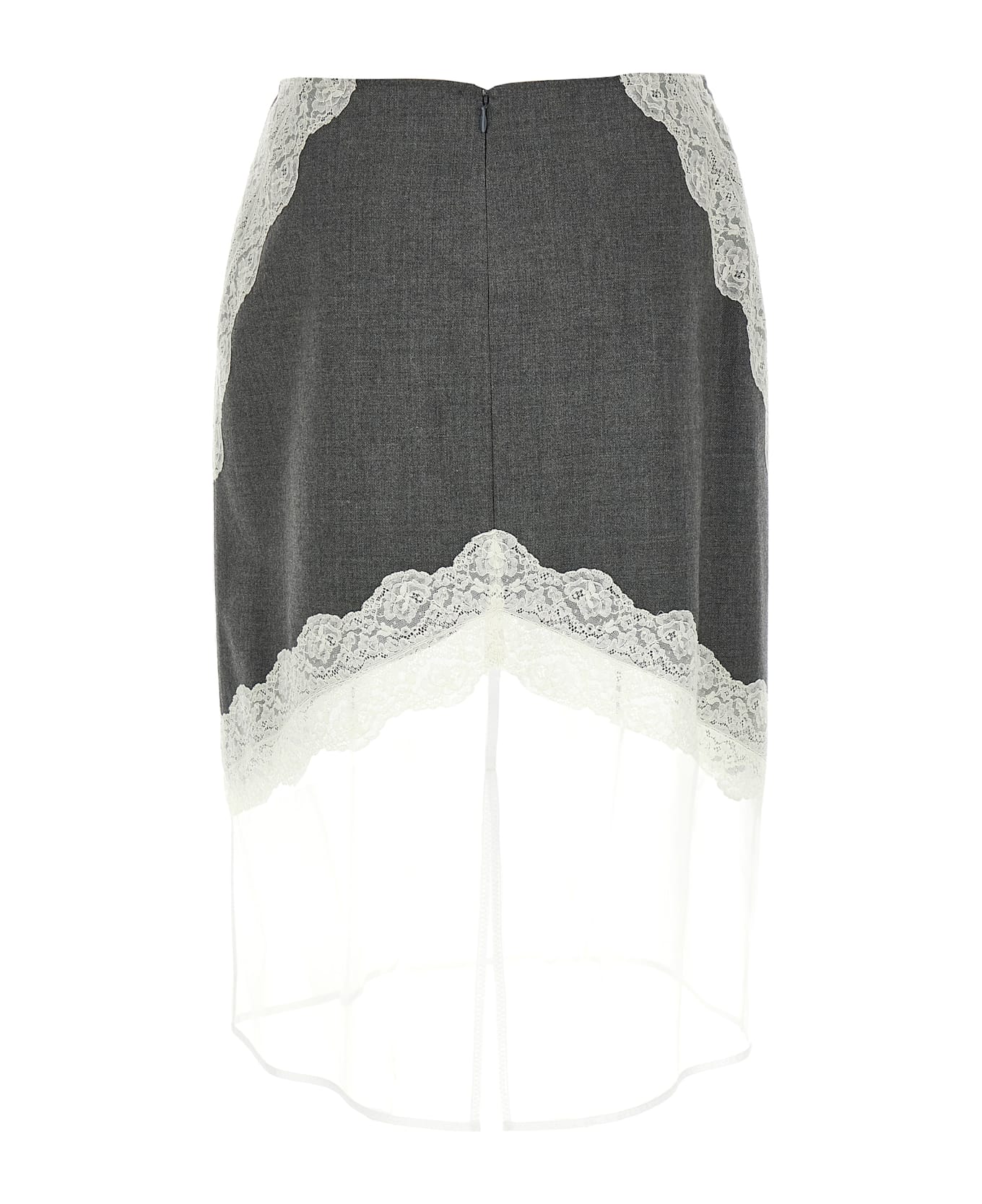 Jil Sander Organza Lace Wool Skirt - Gray