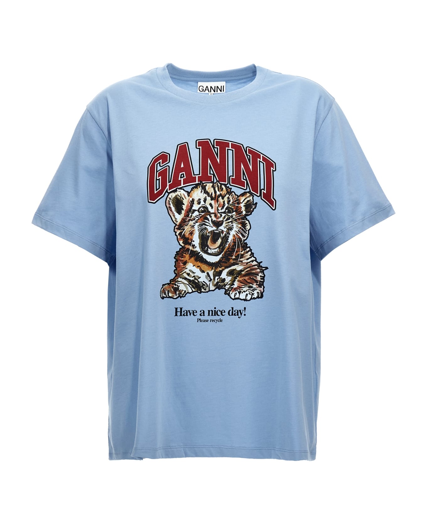 GANNI Tシャツ Tiger ホワイト Leopard White Basic Jersey Leopard Relaxed T-shirt | GANNI US