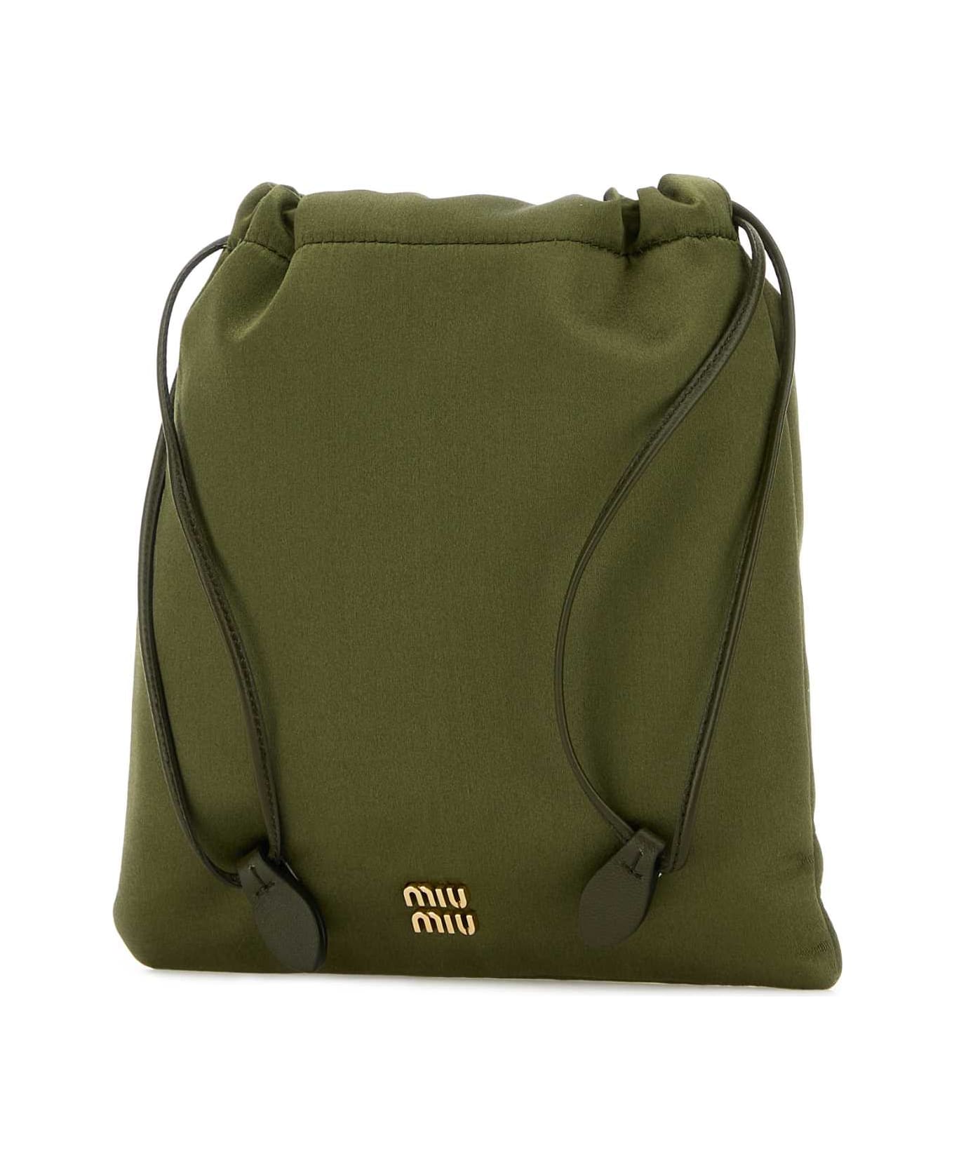 Miu Miu Khaki Satin Pouch - OLIVA