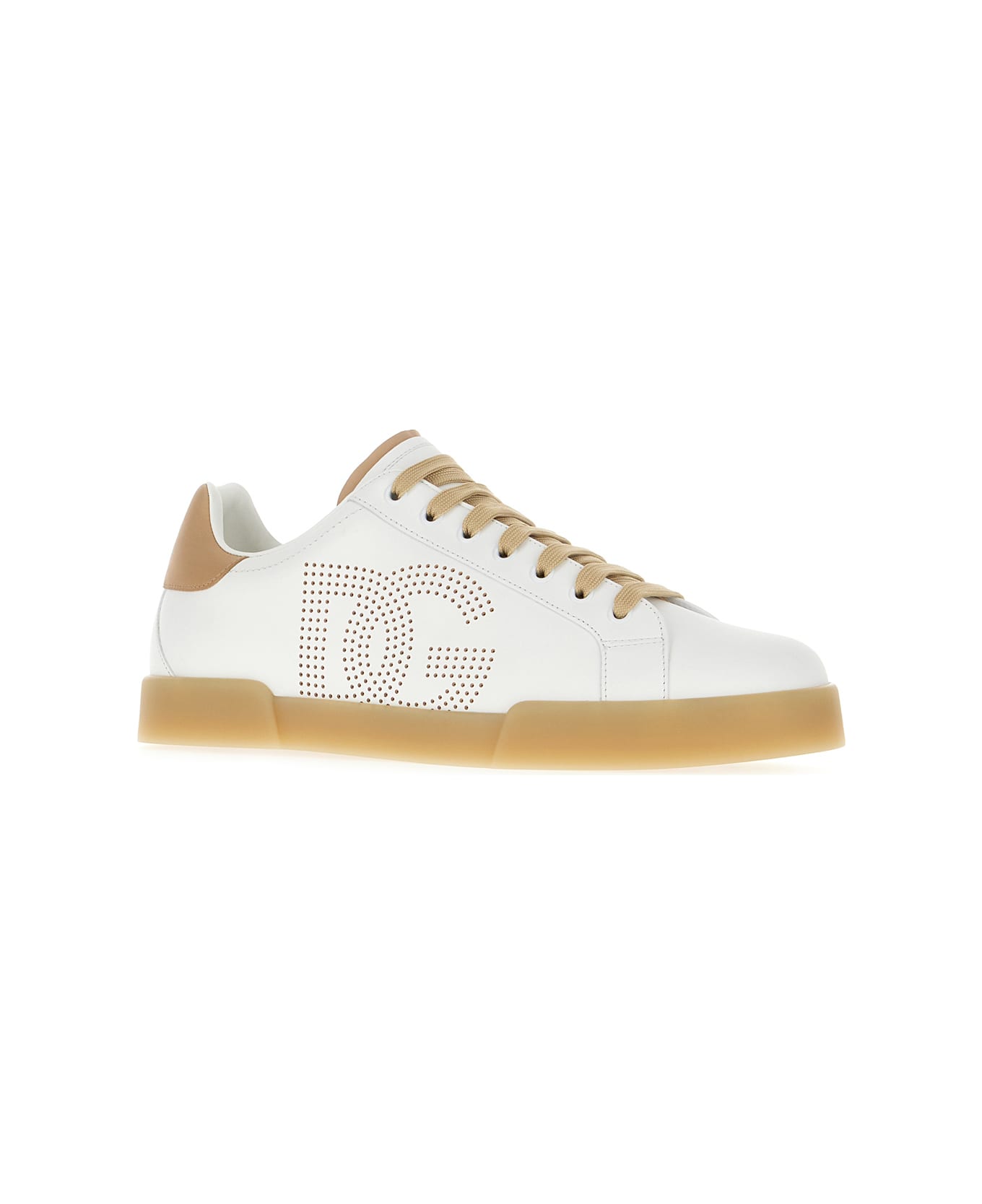 Dolce & Gabbana Two-tone Leather Portofino Sneakers - BIANCO CREMA