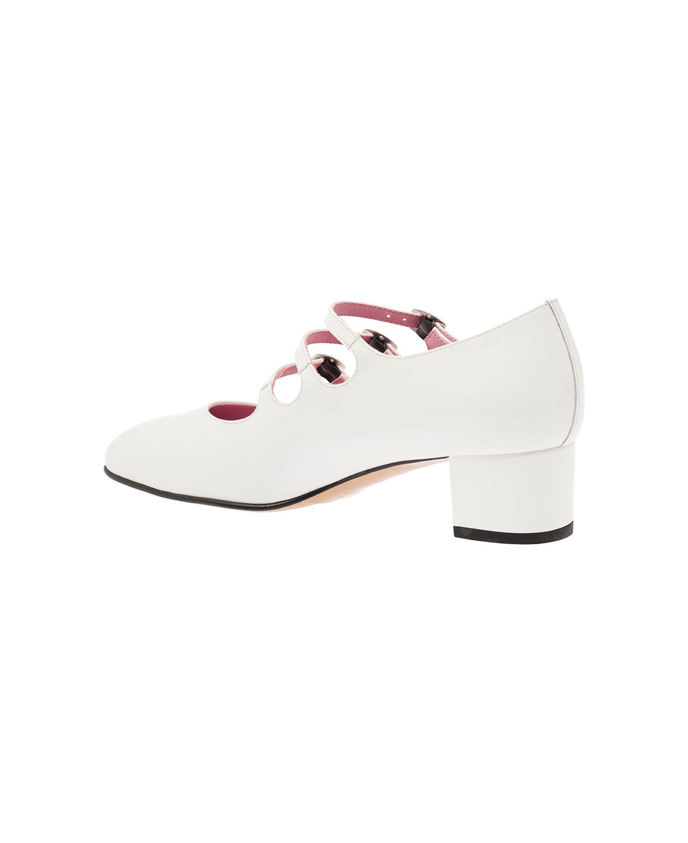 Carel 'kina' White Mary Janes With Straps And Block Heel In Patent Leather Woman - White