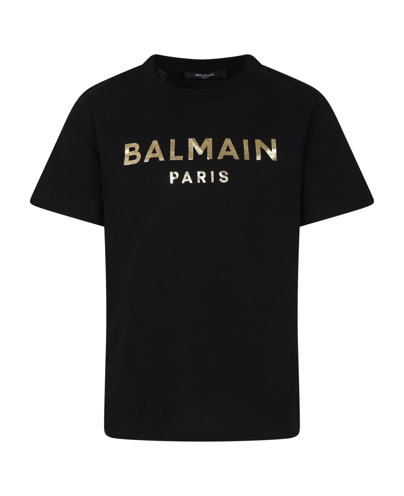 Balmain Black T-shirt For Kids With Logo - Black