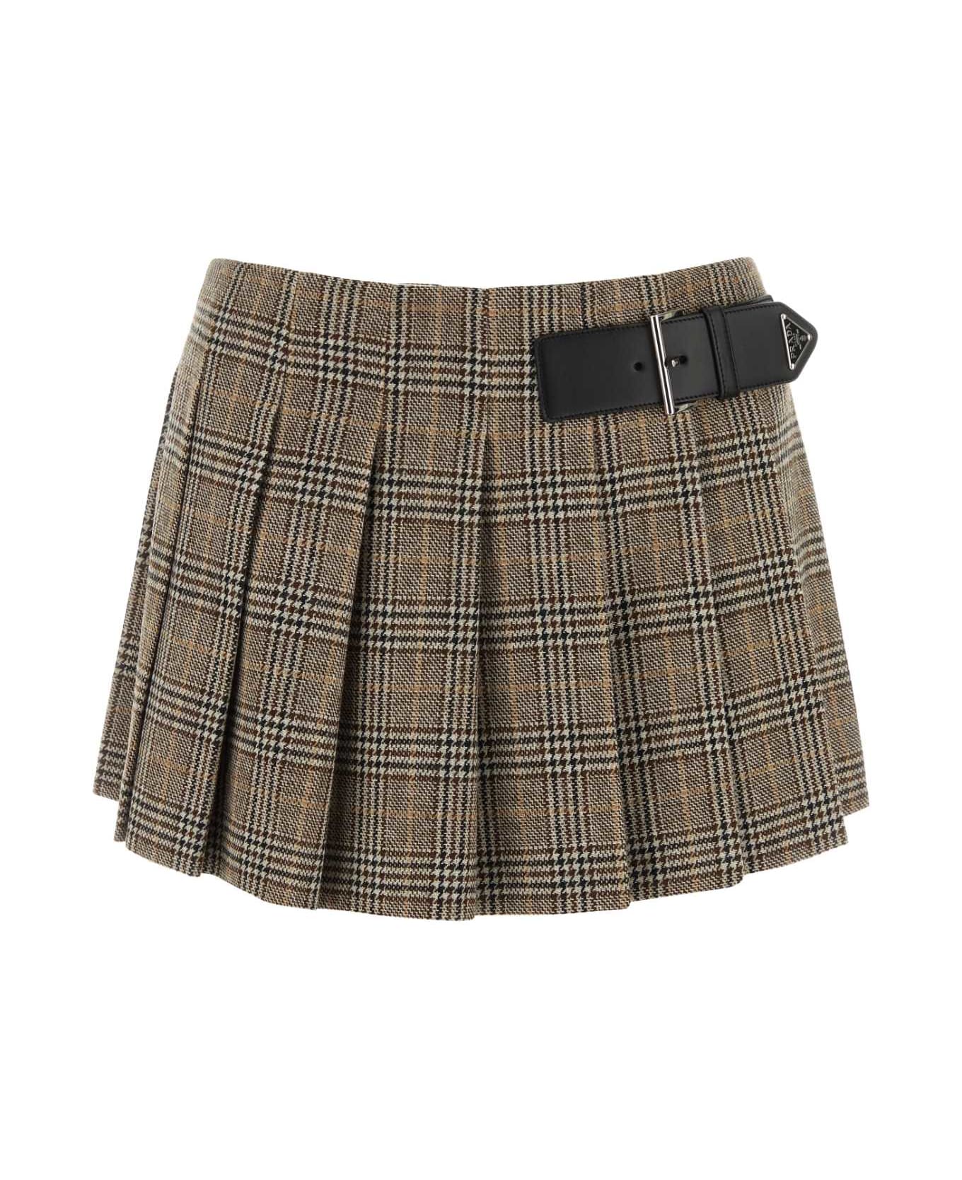 Prada Embroidered Silk Mini Skirt - CAMMELLO スカート