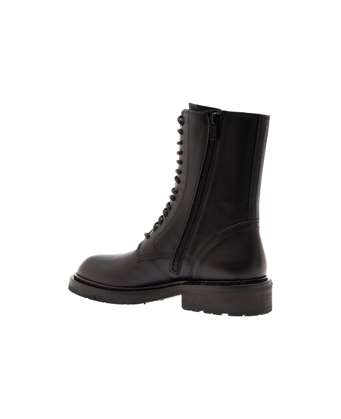 Ann Demeulemeester Black Lace-up Combat Boots In Leather Woman Ann Demeulemeester - BLACK