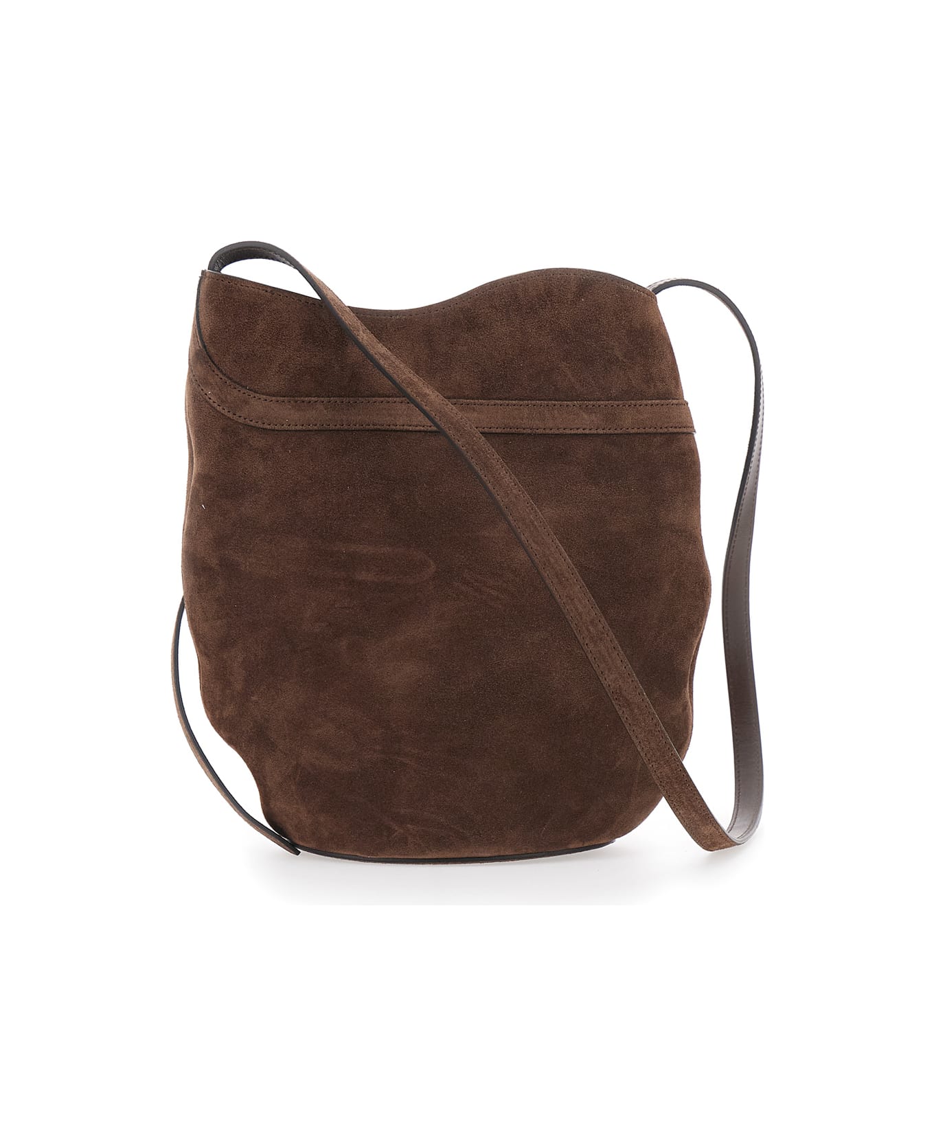 Little Liffner 'belted Bucket' Brown Crossbody Bag With Belt On The Front In Suede Woman - Brown