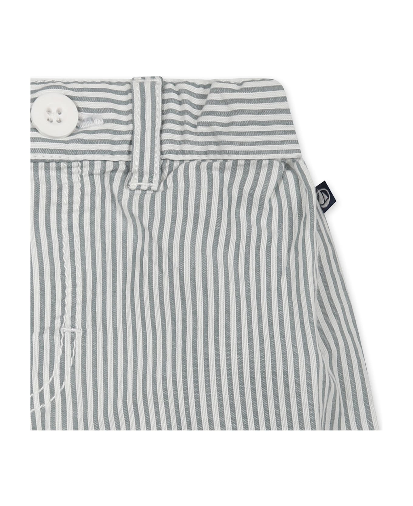 Petit Bateau Green Shorts For Baby Boy With Logo - Grey