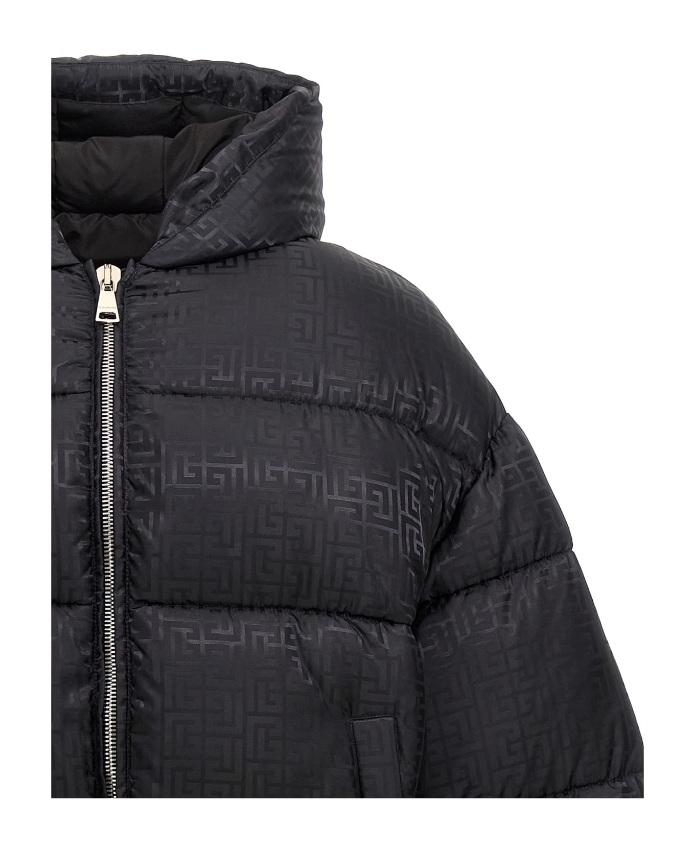 Balmain 'monogram' Down Jacket - Eap Noir/noir