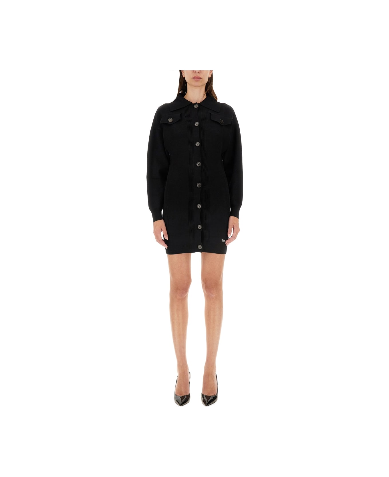 M05CH1N0 Jeans Mini Dress - BLACK