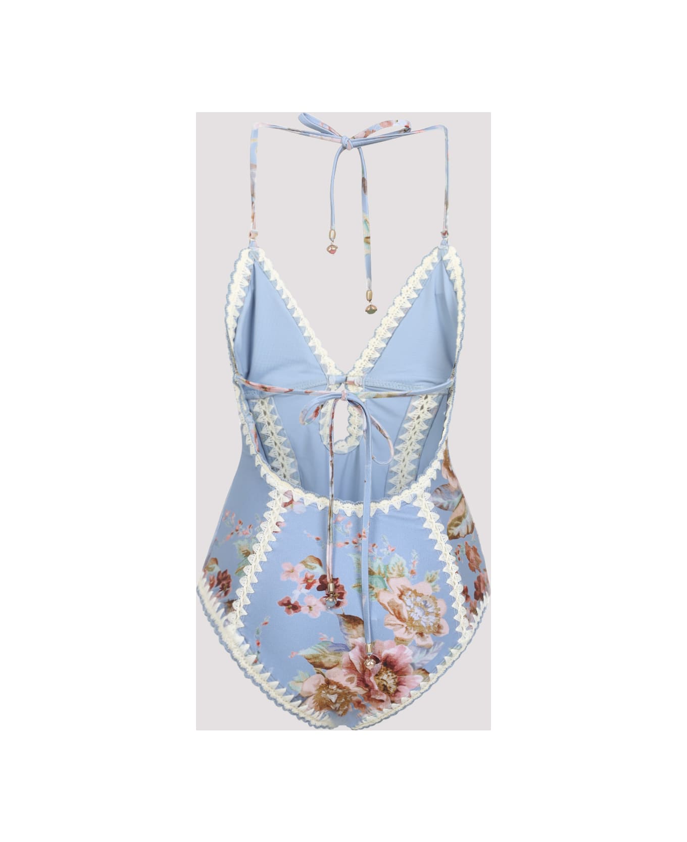 Zimmermann Awaken Crochet 1 Pc Keyhole Swimwear - Chambray Floral