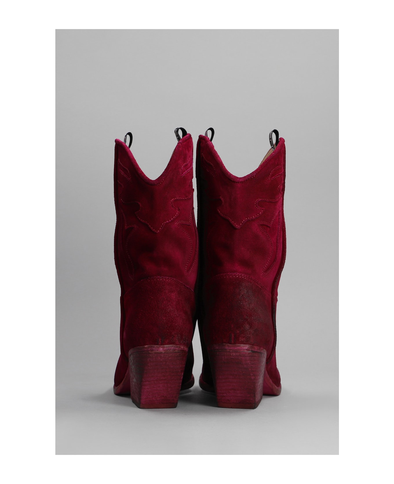 Elena Iachi Texan Boots In Fuxia Suede - BROWN