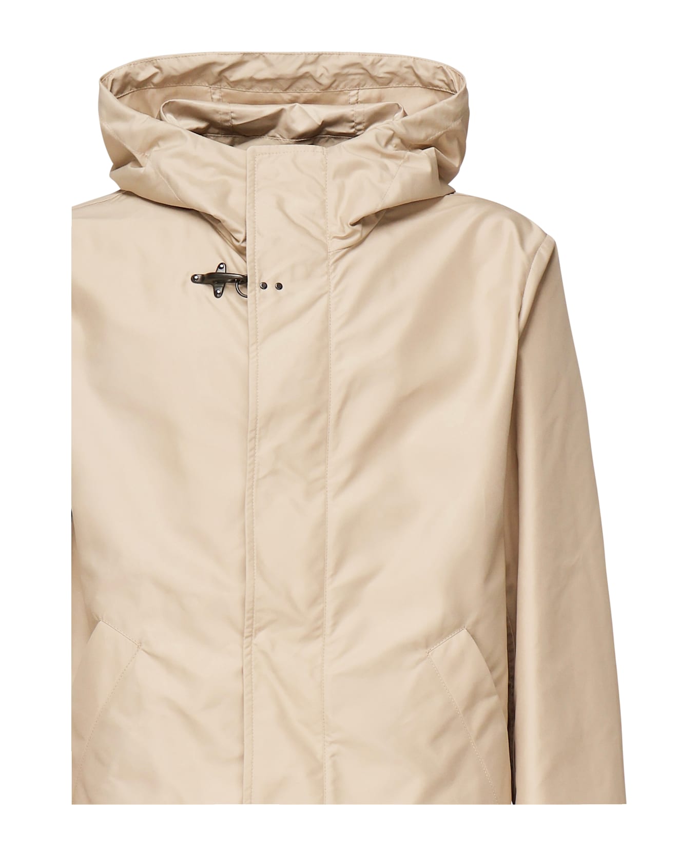 Fay Short Parka In Technical Poplin - Beige