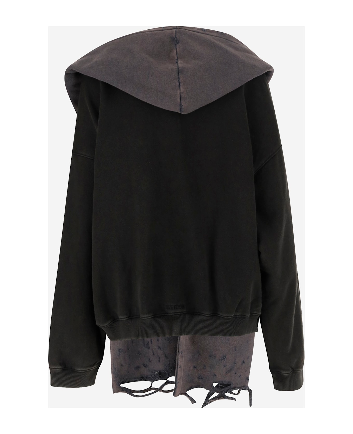 WE11 DONE Cotton Distressed Muffler Sweatshirt - Black