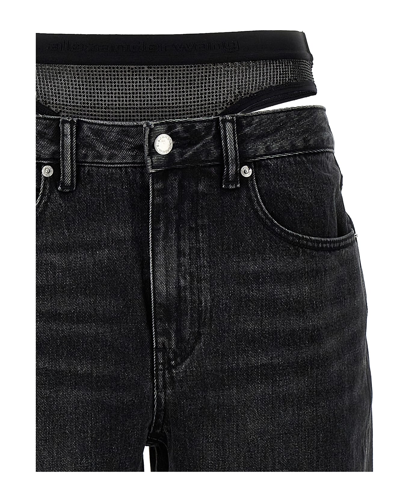 Alexander Wang 
slit Hem Prestyle Hotfix Mesh Undie
 Jeans - GREYAGED