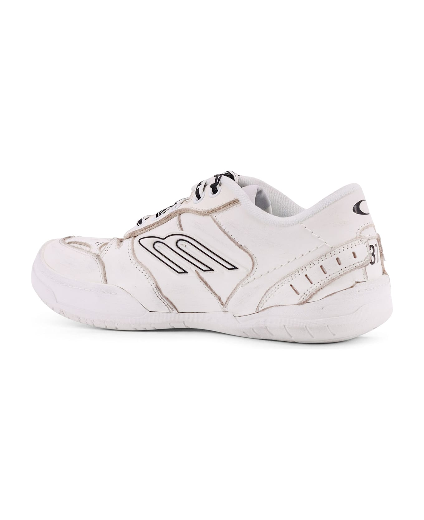 Balenciaga Hamptons Worn-out Leather Low-top Sneakers - White