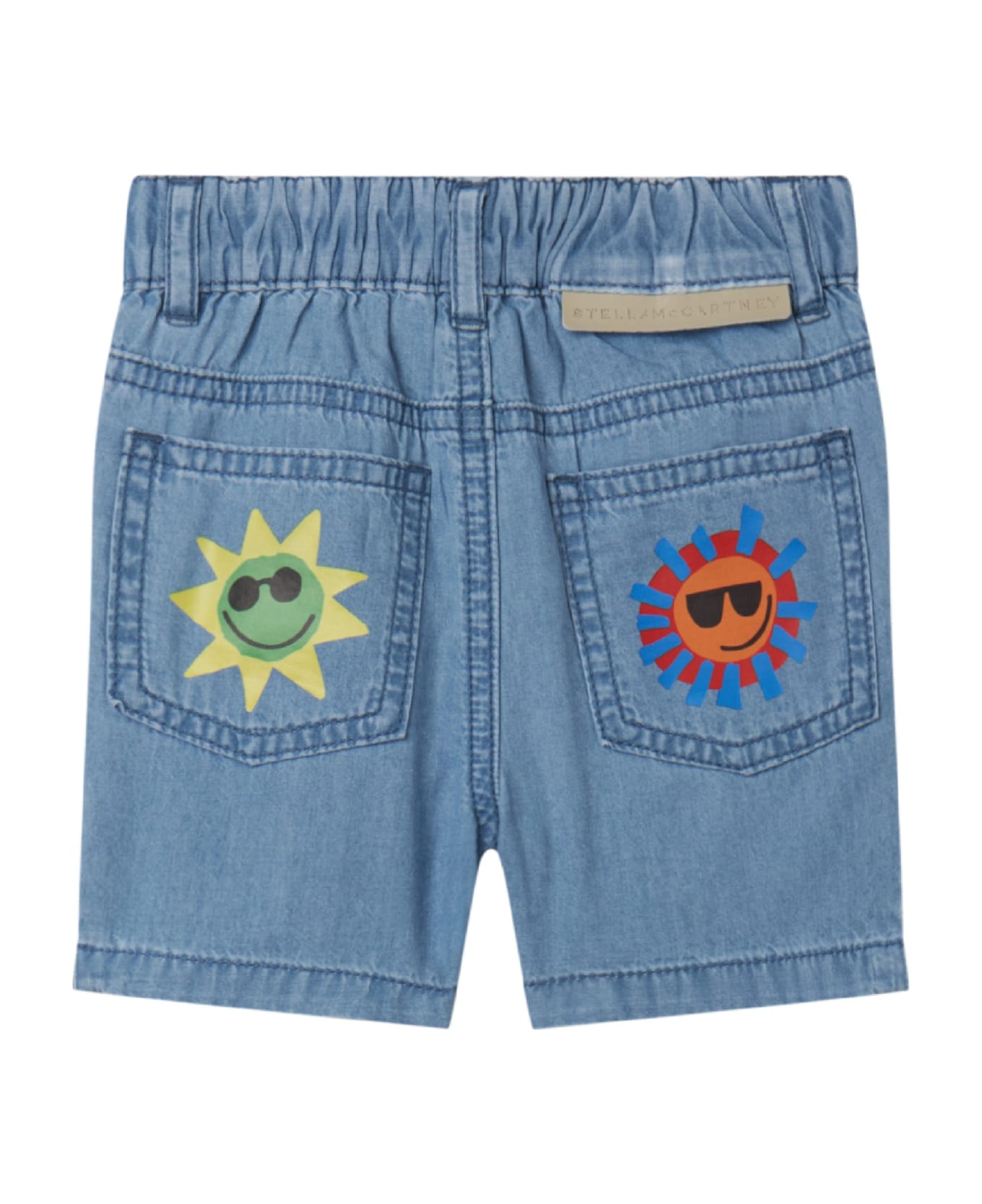 Stella silk McCartney Kids Sunshine Face Shorts With Print - Light blue