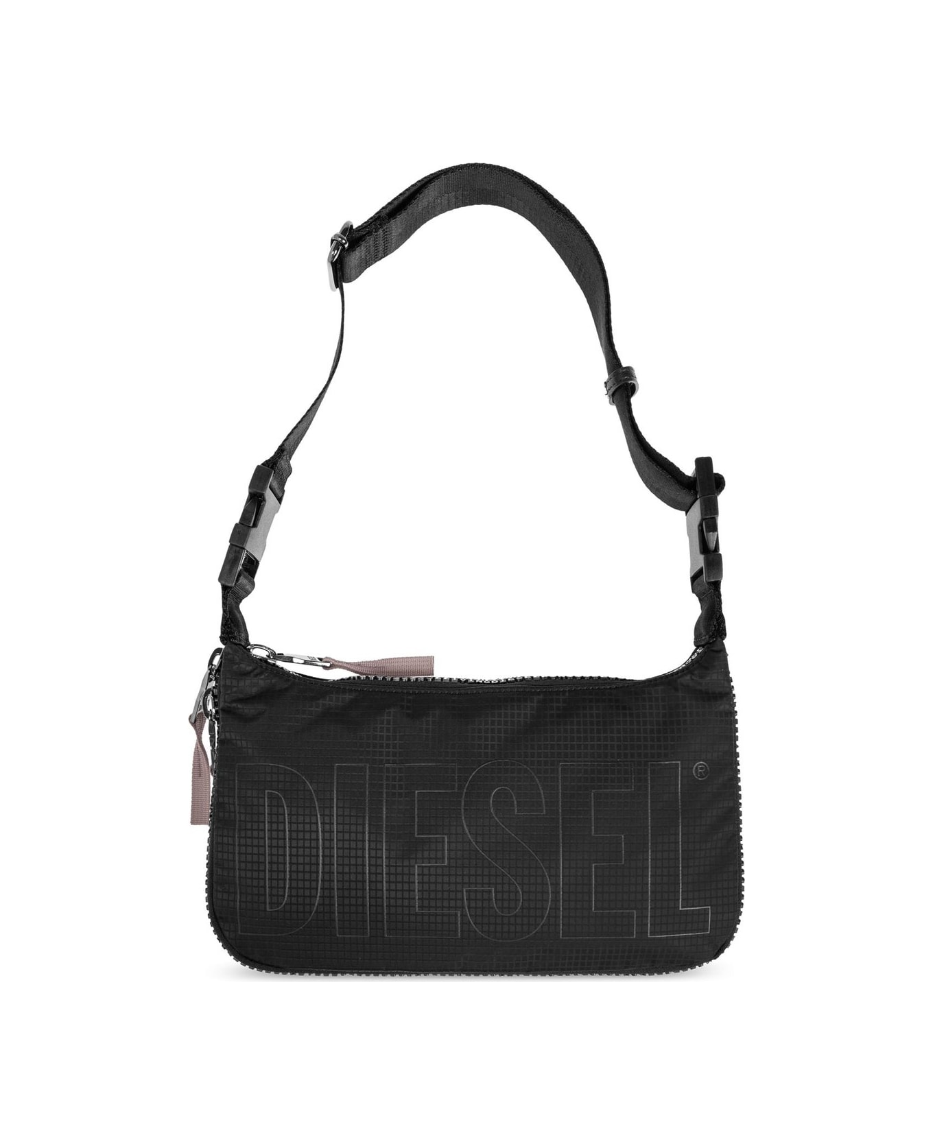 Diesel Zip-d-zip-d Logo Printed Shoulder Bag - Black