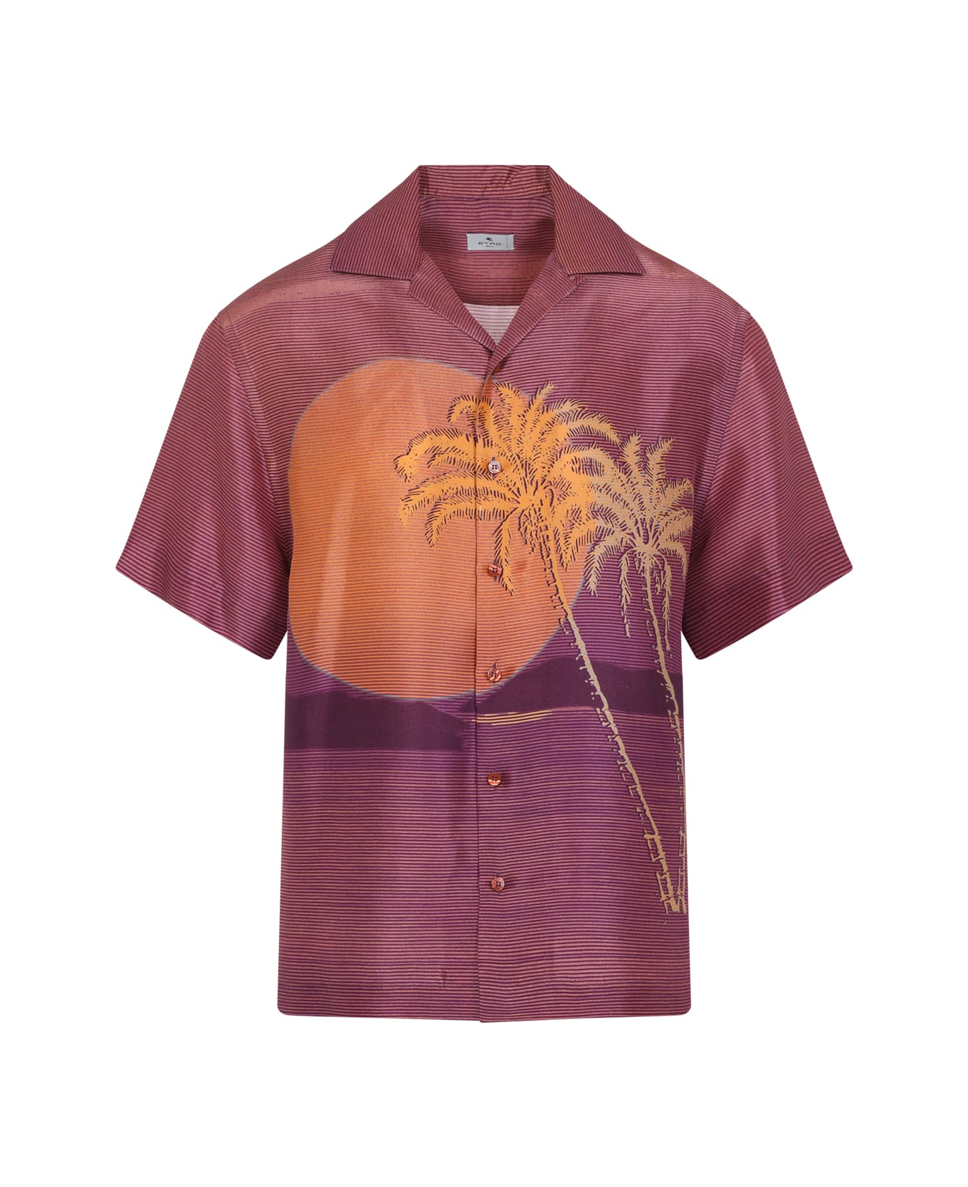 Etro Bowling Short Sleeves Shirt - Print On Orange Base