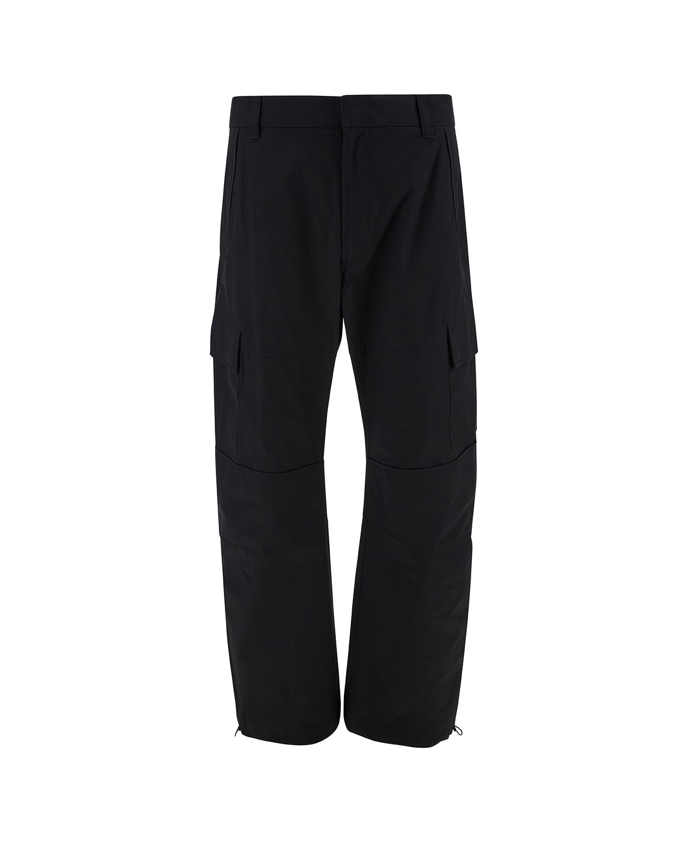 Givenchy Black Arched Cargo Pants With Logo Embroidery In Cotton Man - Black ボトムス