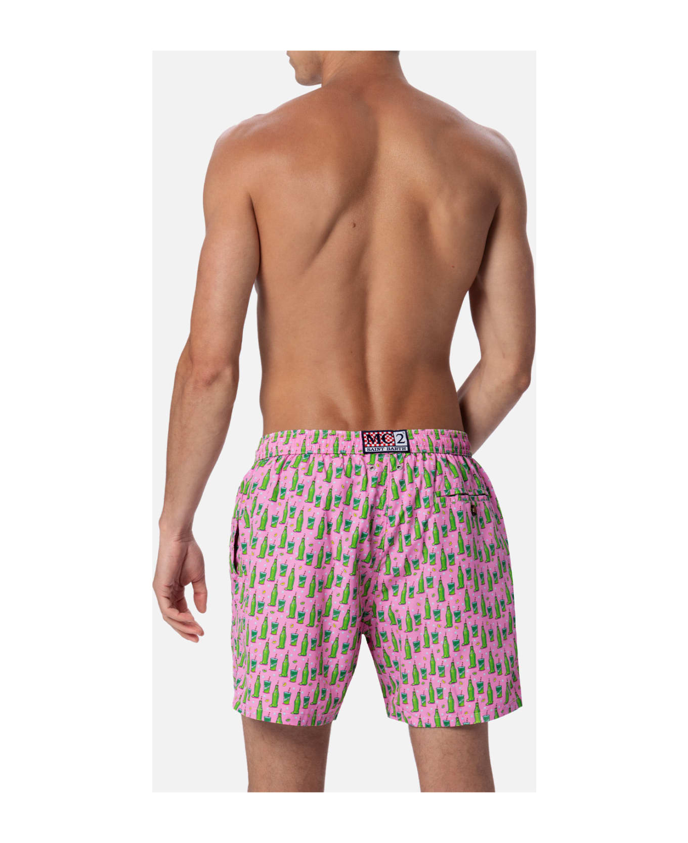 MC2 Saint Barth Man Lightweight Fabric Swim-shorts Lighting Micro Fantasy With Sprite Print | The Coca Cola Company Special Edition - PINK