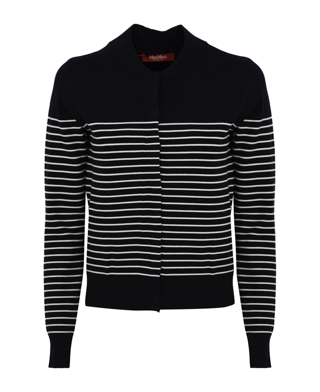 Max Mara Studio Sorbona Cardigan In Jacquard Viscose - Blu righe カーディガン