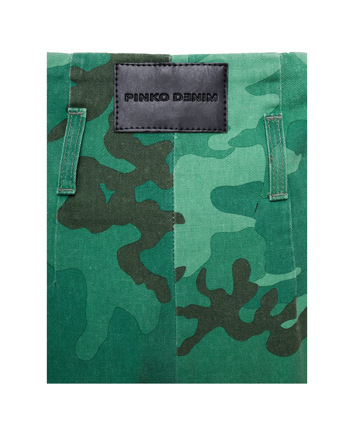 Pinko Green Cargo Pants With Camouflage Motif In Cotton Woman - Green