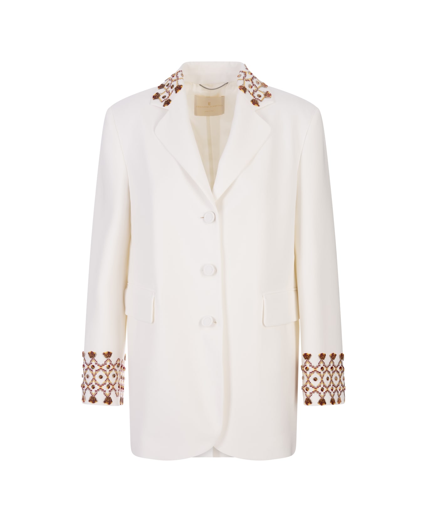Ermanno Scervino White One-breasted Jacket With Embroidery - White