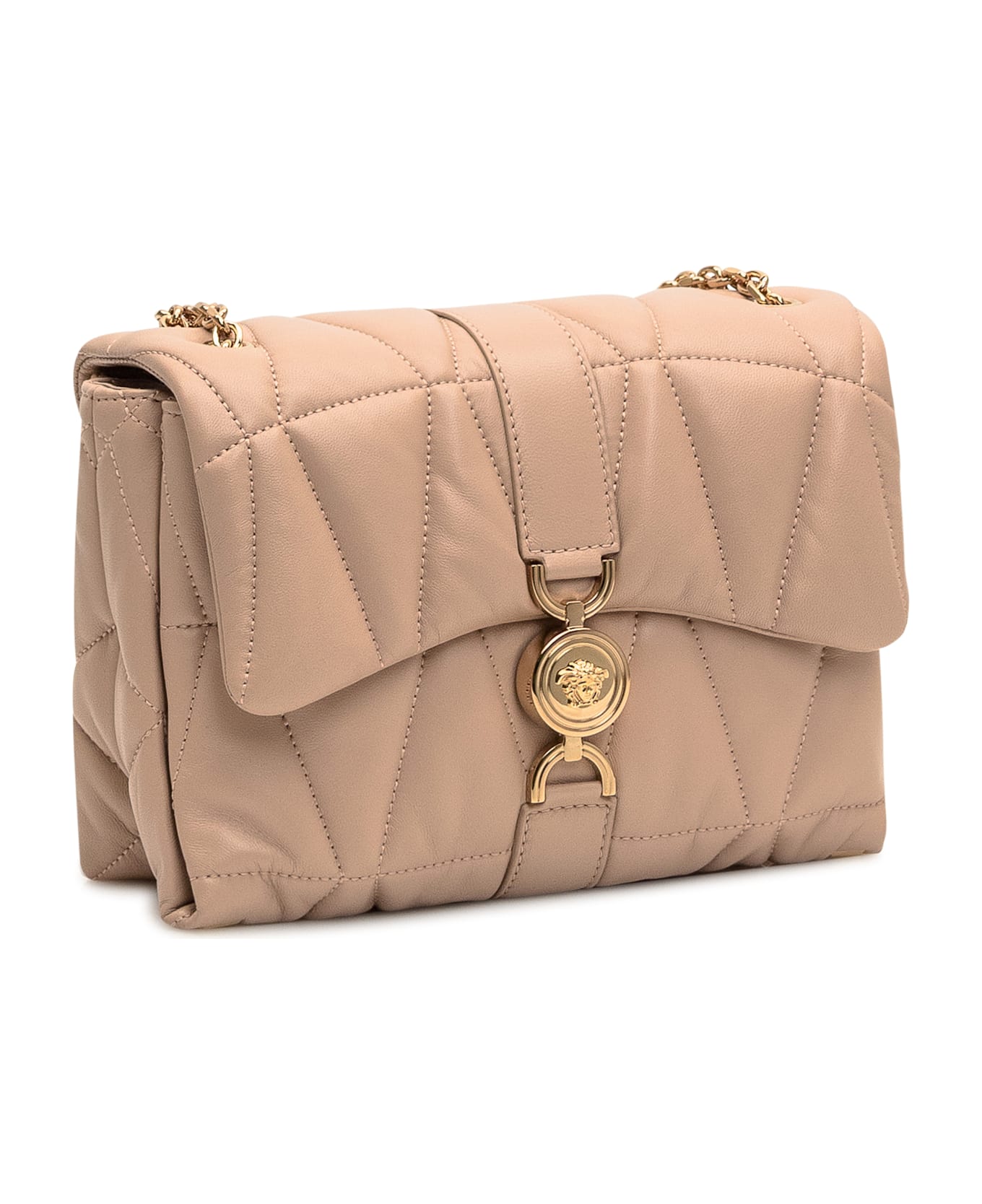 Versace Kleio Quilted Shoulder Bag - Nude