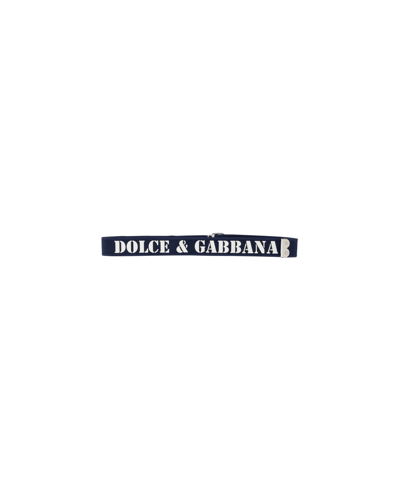 Dolce & Gabbana Belt With Logo - BLU BIANCO (Blue)