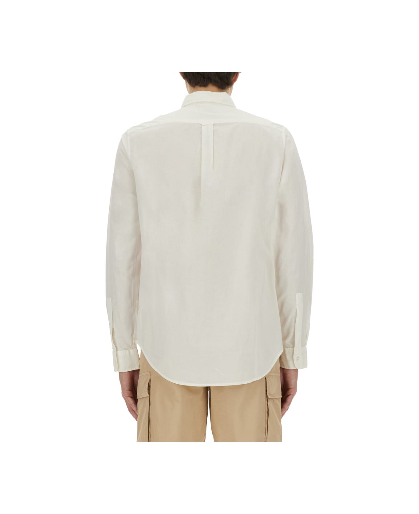 Tシャツ・カットソー WOOLRICH SS25 POPLIN SHIRT (CFWOSI0187MR UT407330133) Men's Pure Cotton T-Shirt with Embroidered Logo blue