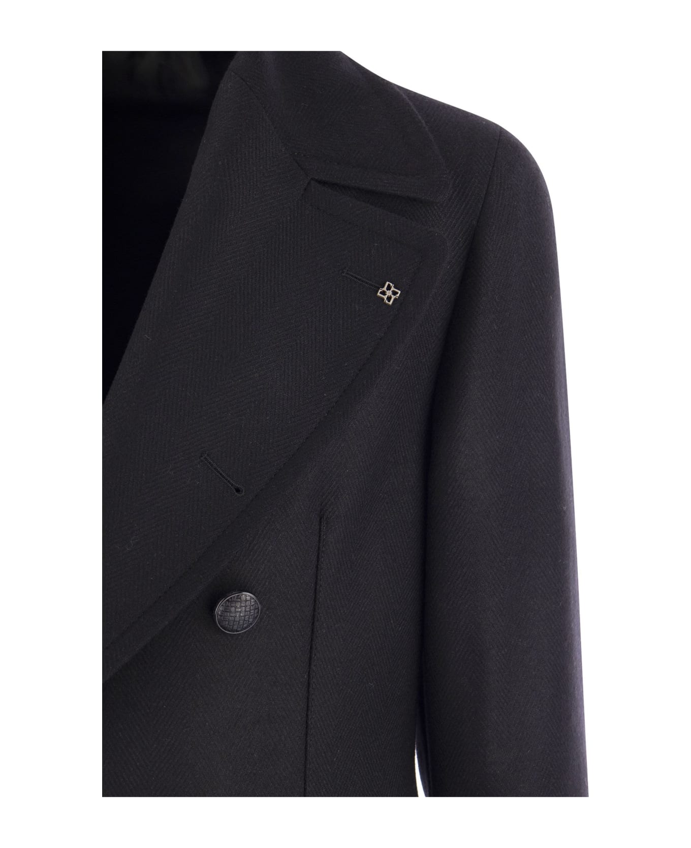 Tagliatore Wool And Cashmere Double-breasted Coat - Black コート