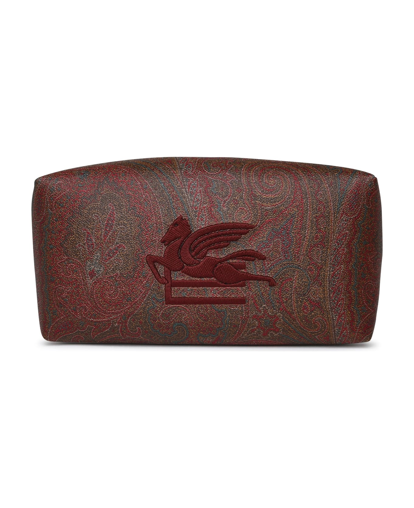Etro Paisley Beauty Case In Brown Cotton Blend