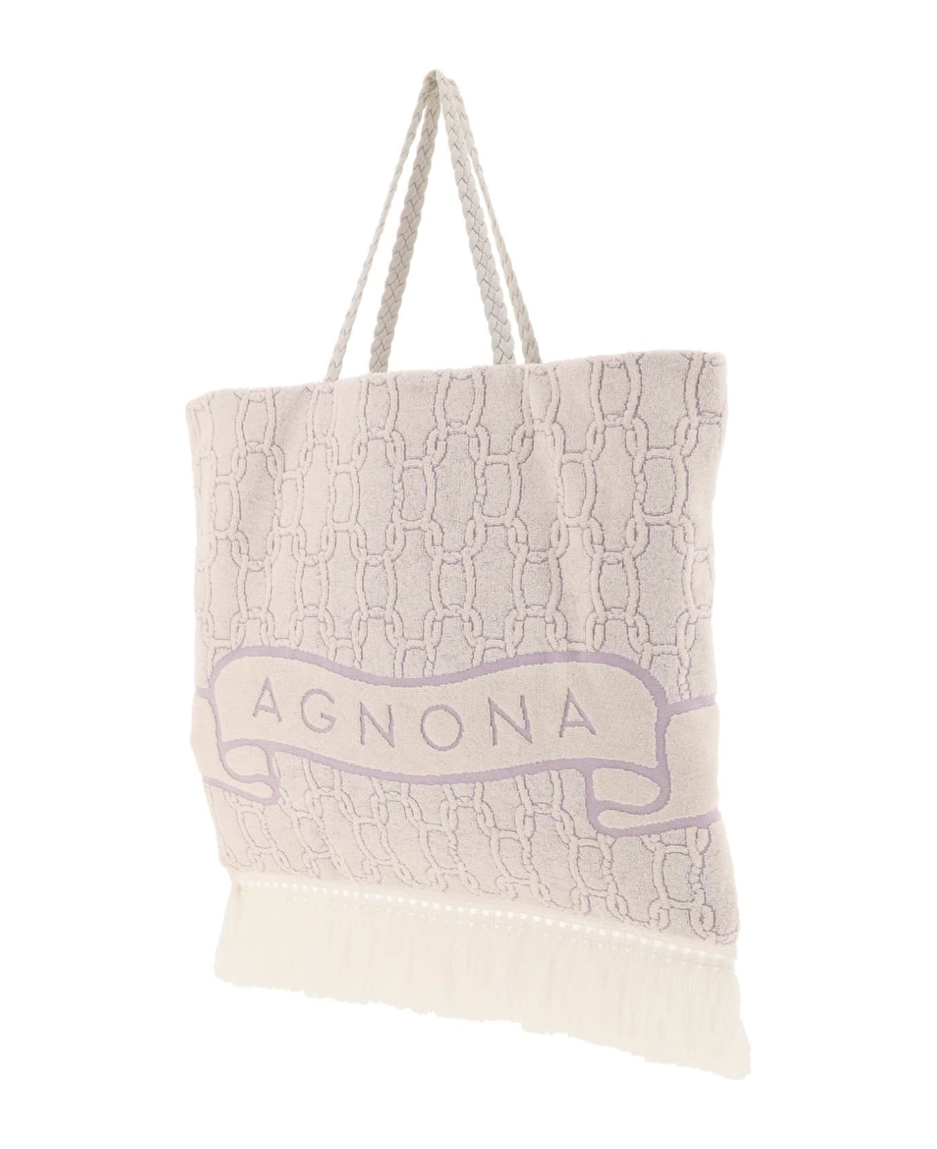 Agnona Cotton Tote Bag - MALVA (White)