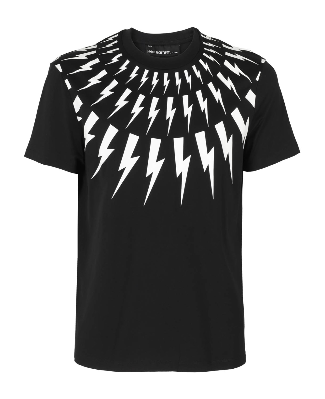 Neil Barrett Fairisle Thunderbolt Slim T-shirt - Black White シャツ