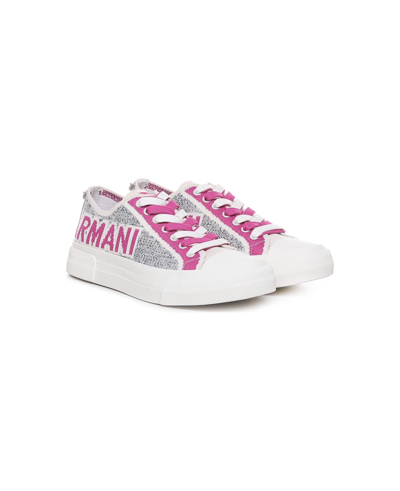Emporio Armani Sneakers With Print - Off white+pink