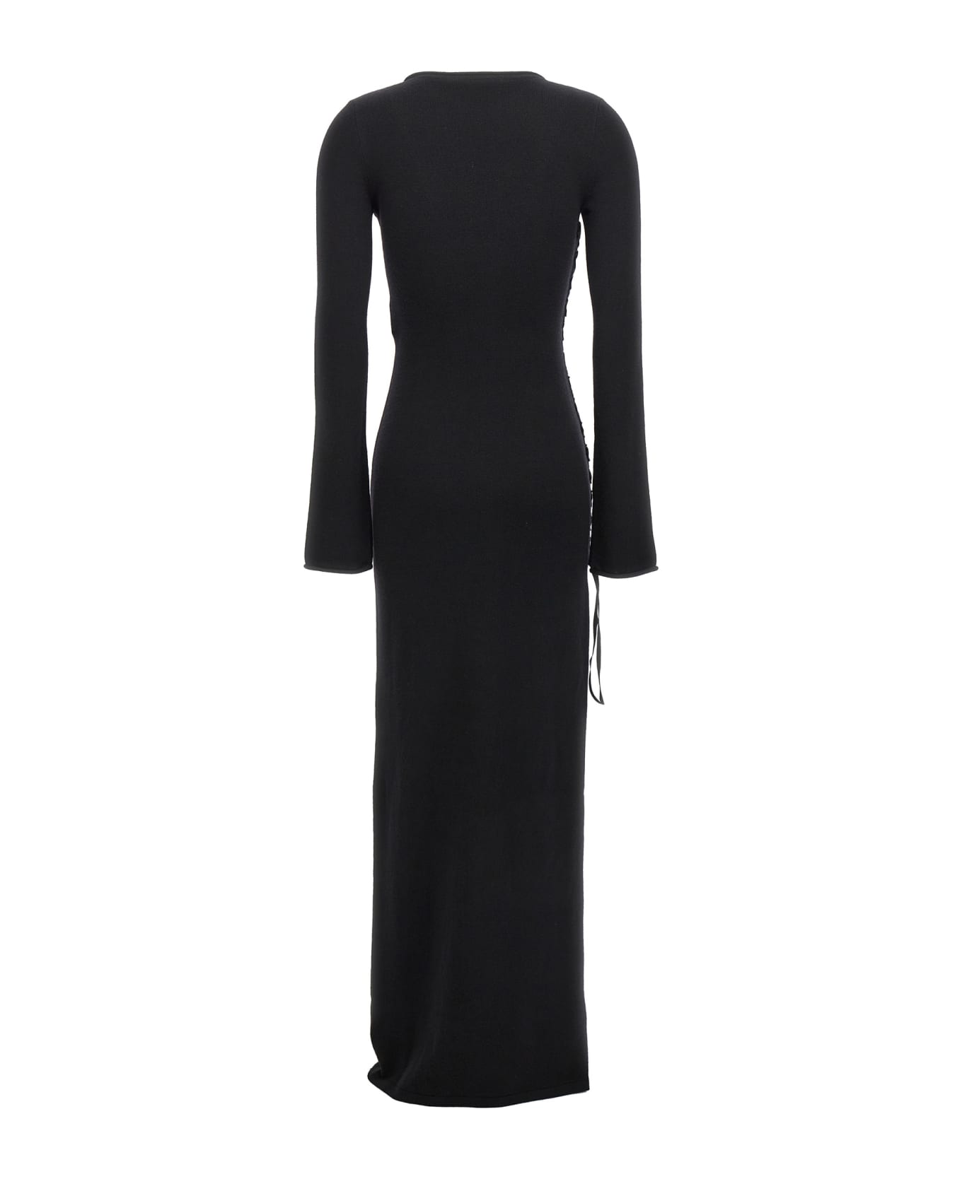 Saint Laurent Wool Lace-up Dress - Black ワンピース＆ドレス