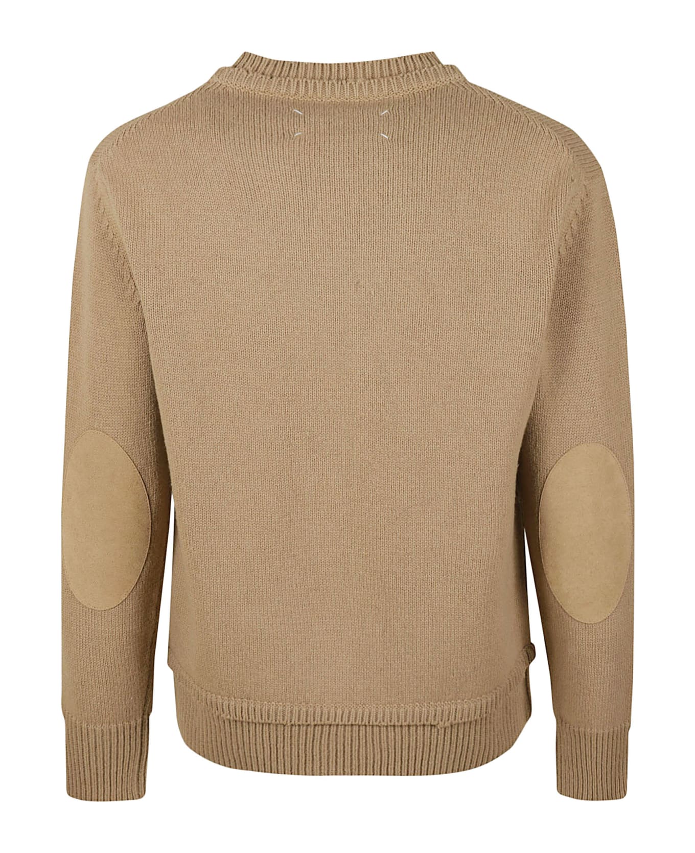Maison Margiela Shoulder Pad Patched Ribbed Sweater - Beige